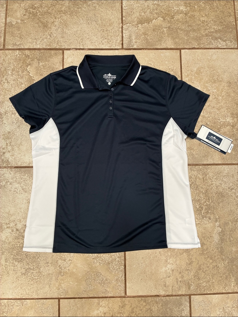 Charles River Apparel Navy and White Short-Sleeve Performance Polo